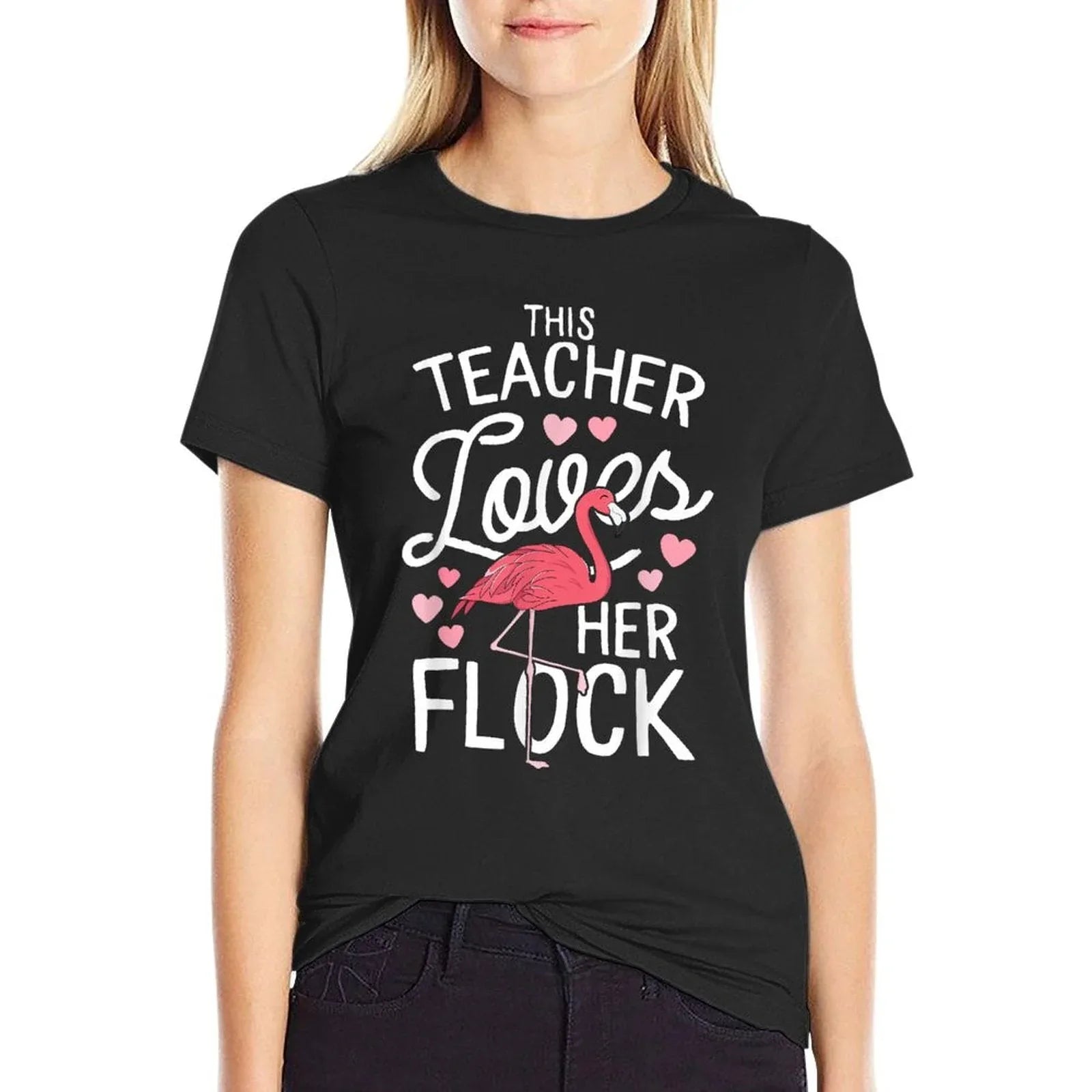 This Teacher Loves Her Flock Flamingo Teacher Class Gift T-Shirt