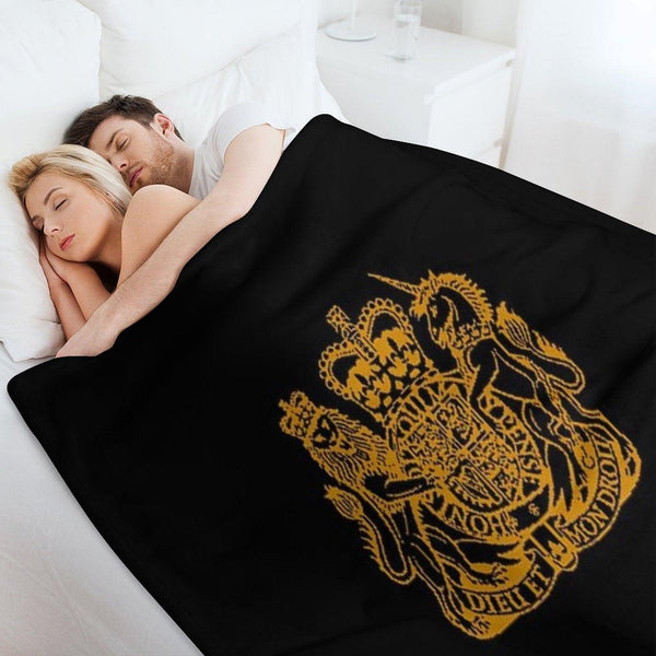 Elizabeth II Royal Coat of Arms Emblem Throw Blanket