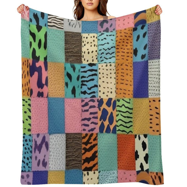 Animal Print Patchwork Quilt Durable Throw Blanket
