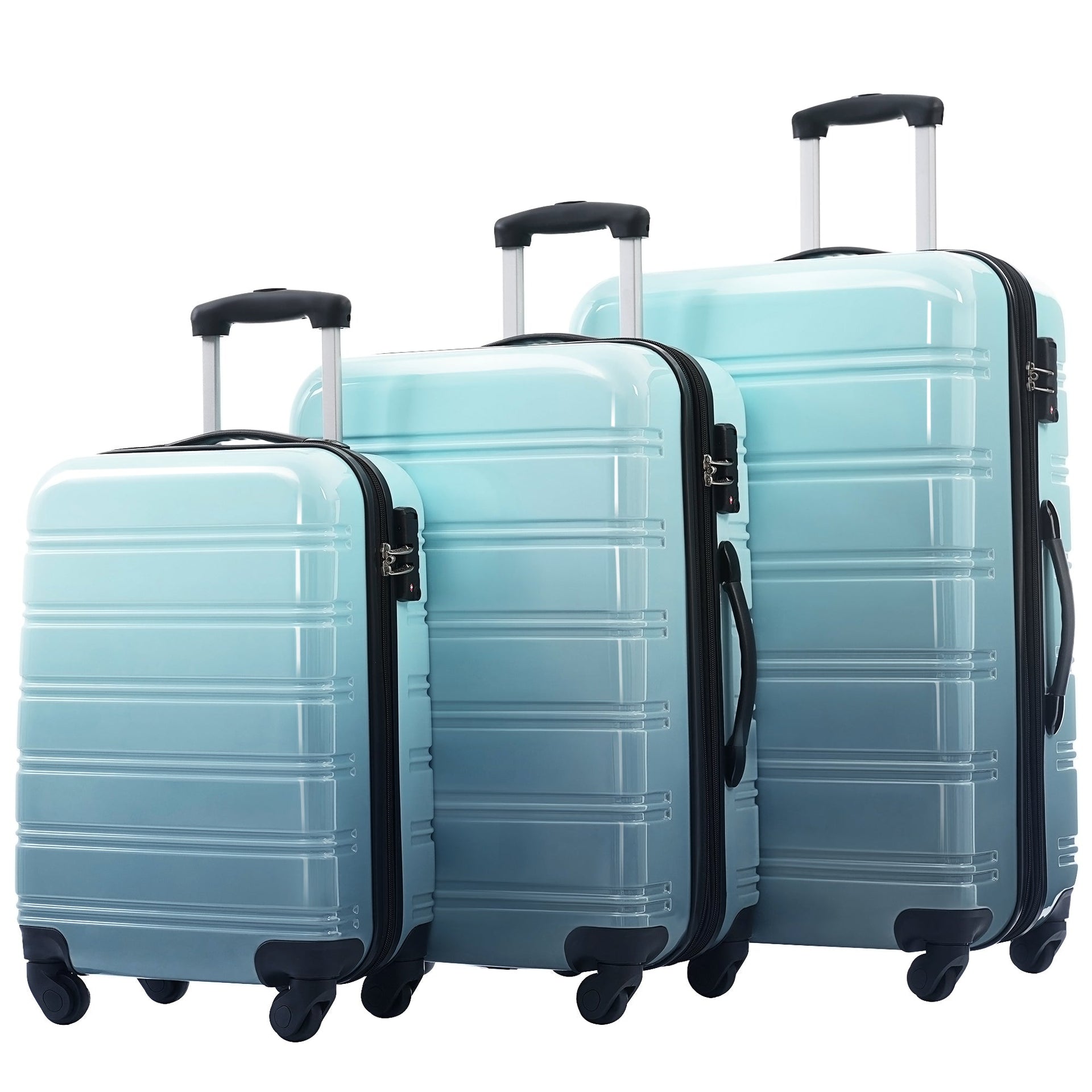 Hardshell Luggage Sets 3 Piece Gradient Color Expandable Suitcase with Spinner Wheels and TSA Lock Lightweight 20' 24' 28' Available,Gradient Blue