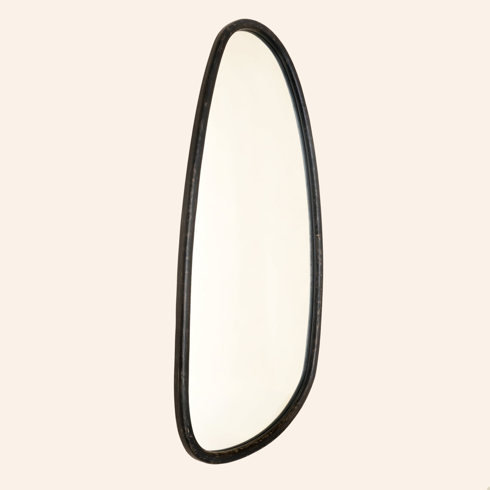 Wall Mirror with Blackwash Mango Wood Frame, Black, 28x60