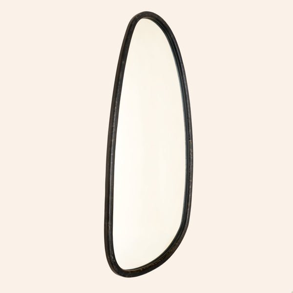 Wall Mirror with Blackwash Mango Wood Frame, Black, 28x60