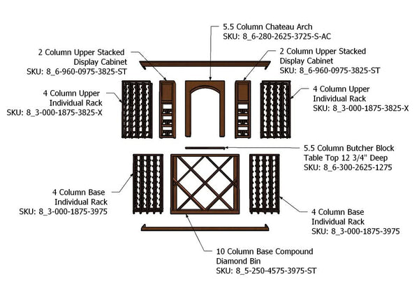 7 Foot Wine Cellar Storage System | 306 Bottle Capacity