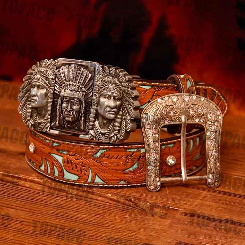 Indian Glow Buckle - Turquoise Belt - Gifts for You 'n Me