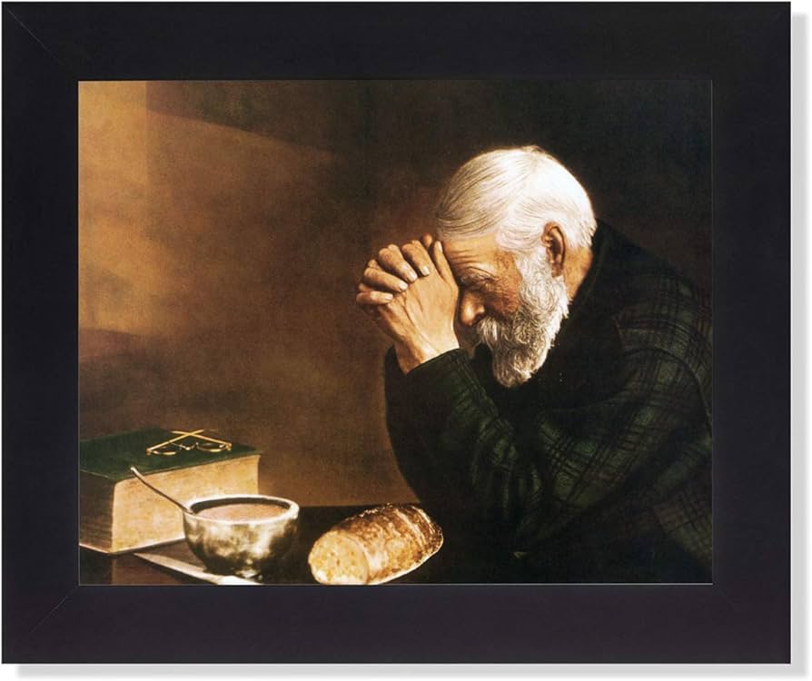 Religious Art Print – Daily Bread Man Praying 8x10 Spiritual Home Decor