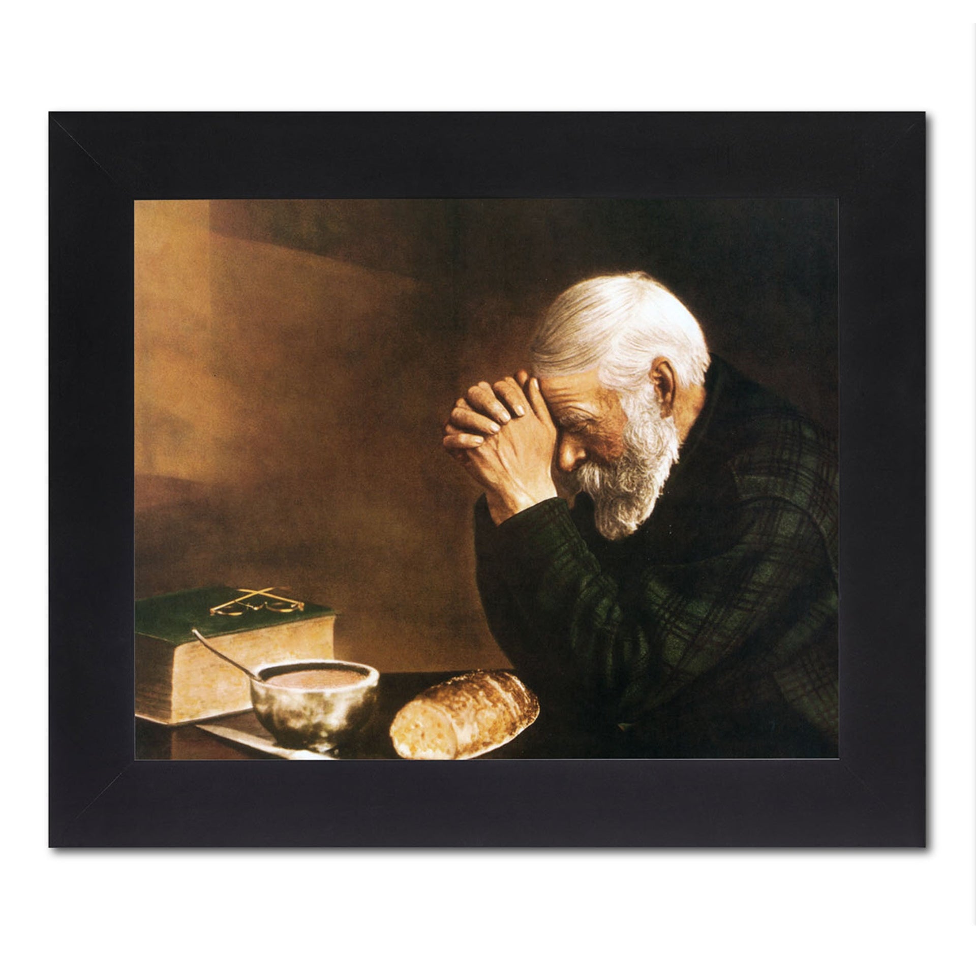 Thanksgiving Prayer Art – Daily Bread Print Framed in Black Wood Frame, Ready to Hang