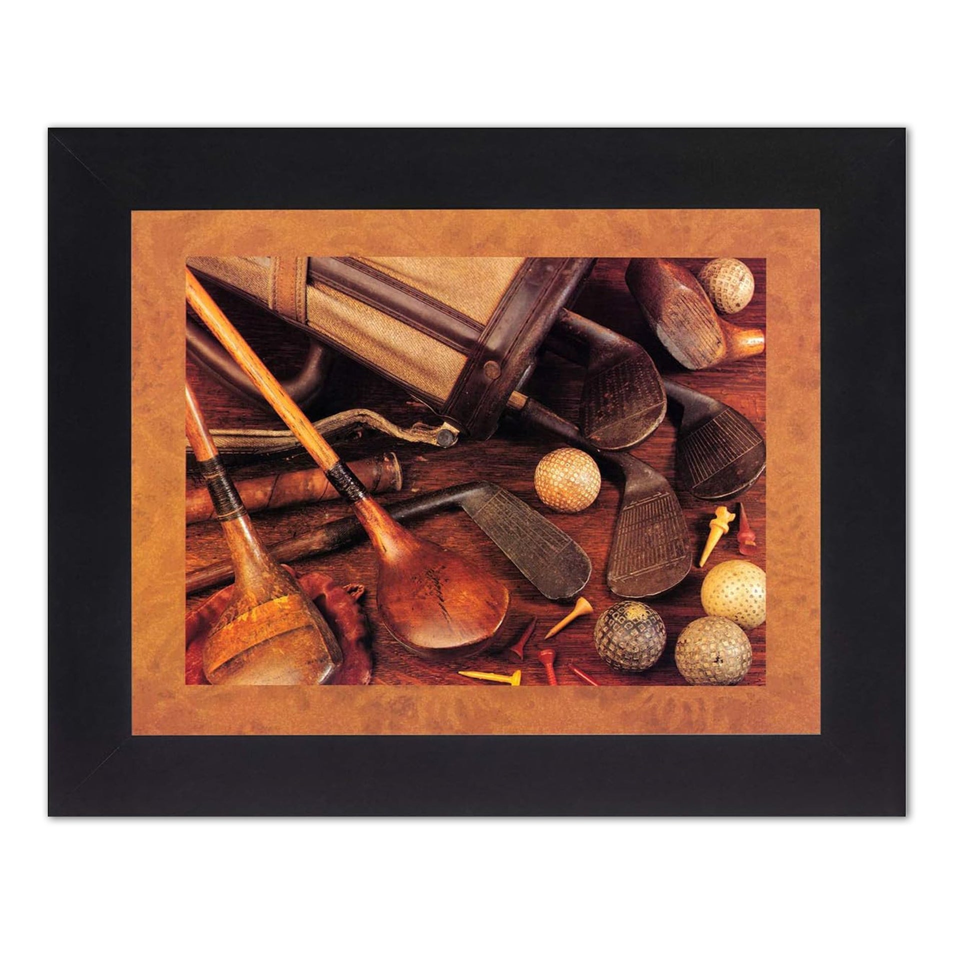 Framed Golf Art – Vintage Golf Print in Black Wood Frame with Glass Protection