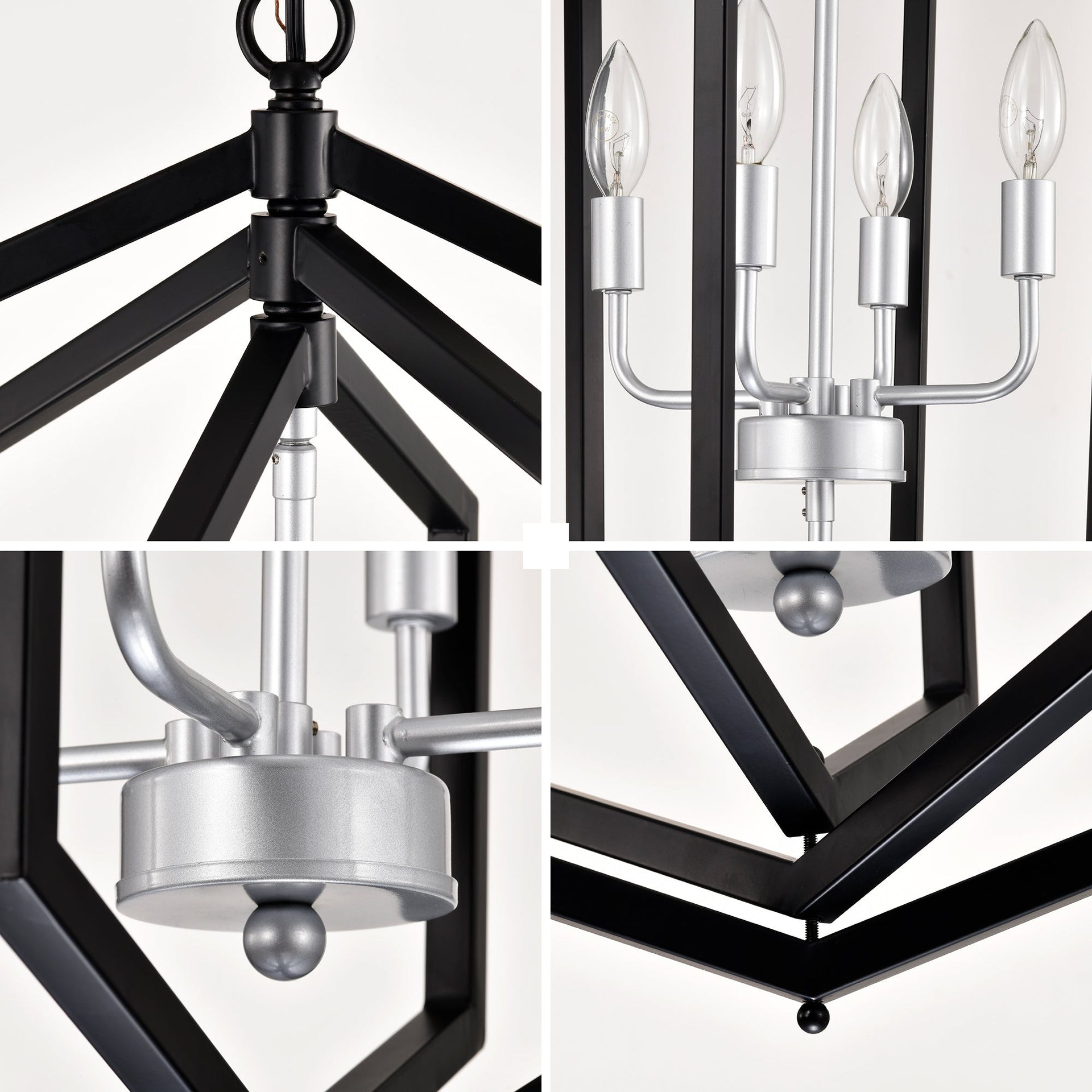 Modern Pendant Lighting with Silver Finish 8-Light Farmhouse Chandelier