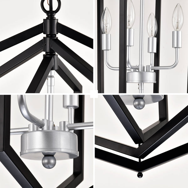 Modern Pendant Lighting with Silver Finish 8-Light Farmhouse Chandelier