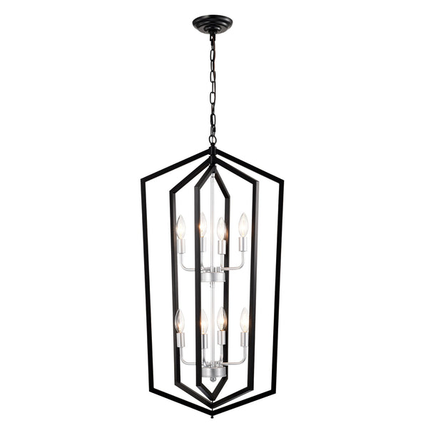 Modern Pendant Lighting with Silver Finish 8-Light Farmhouse Chandelier