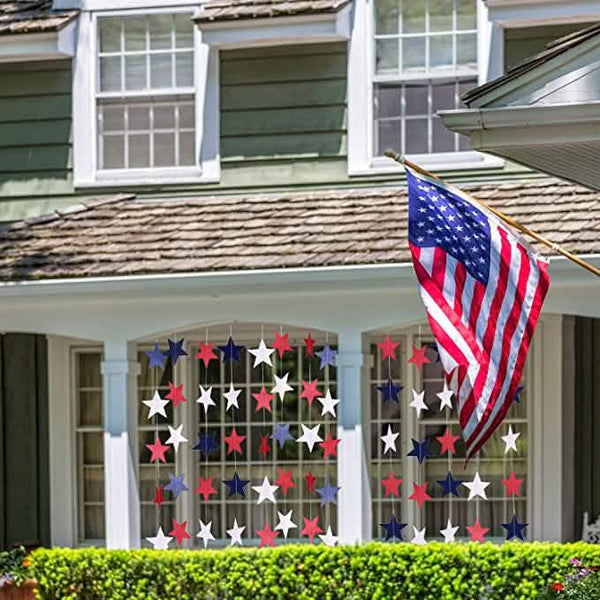 8 Strands Patriotic Star Streamers Banner Garland