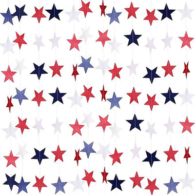 8 Strands Patriotic Star Streamers Banner Garland