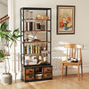 8-tier Bookshelf with 4 Fabric Drawers  and Heavy-duty Metal Frame-Coffee