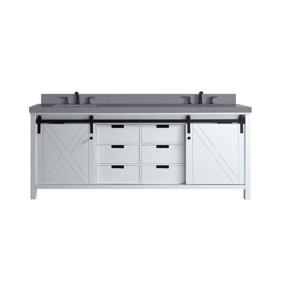 White Bathroom Vanity With Gray Quartz Top And Faucet Set (SAK40685)