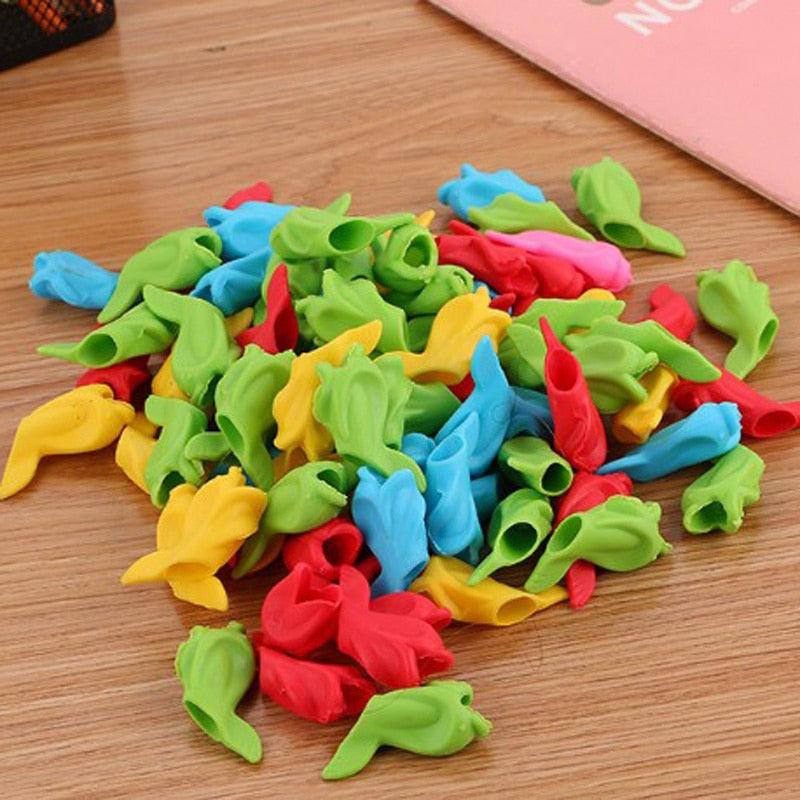 80 Pcs Silicone Pencil Writing Correction Device for For Child Children Learning Aid Grip Stationery Fish Pen Grip Holder Writing Aid Pencil Holder for Children Students Adults Silicone Pen Grip Corrector
