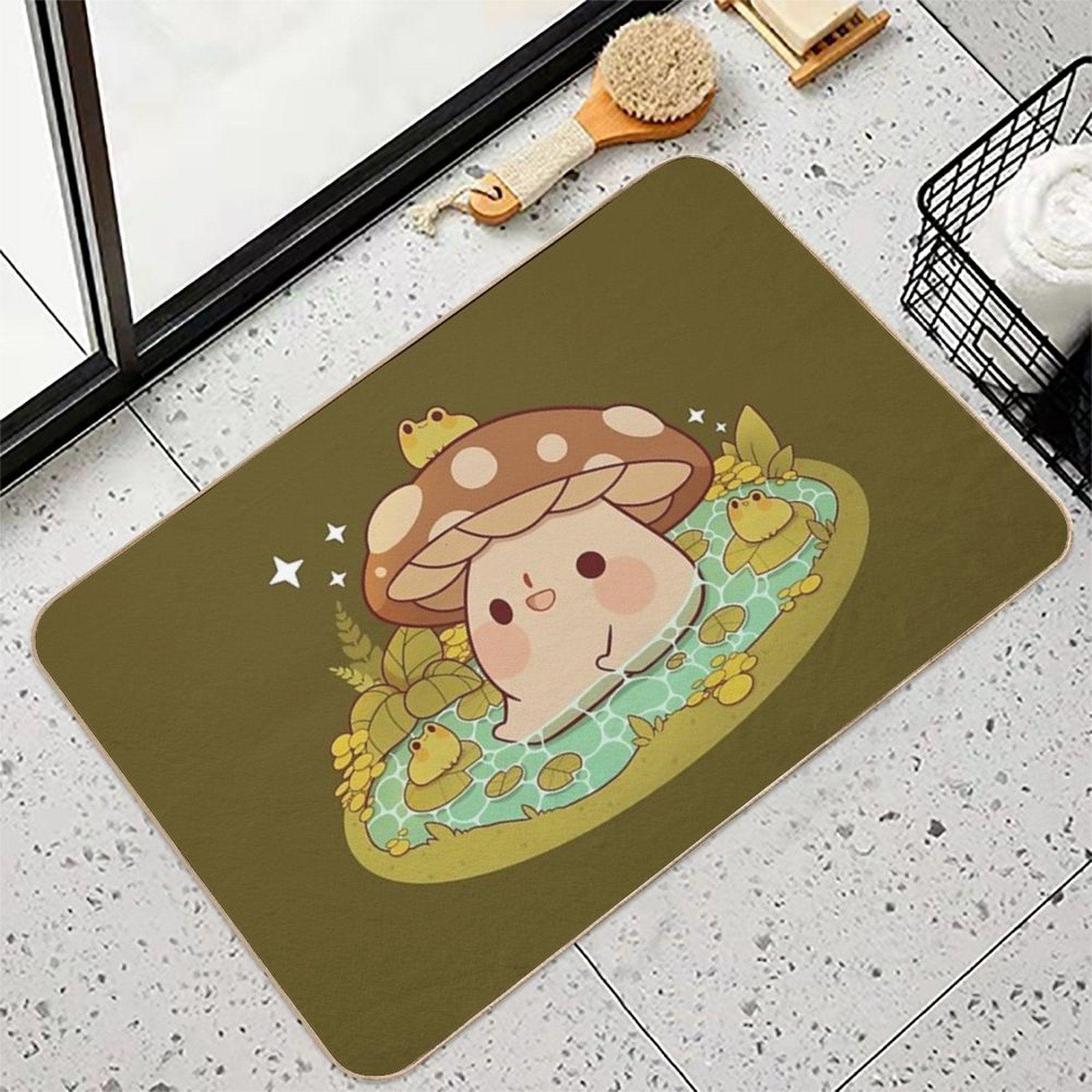 Cute Mushroom in A Frog Pond Bath Mat