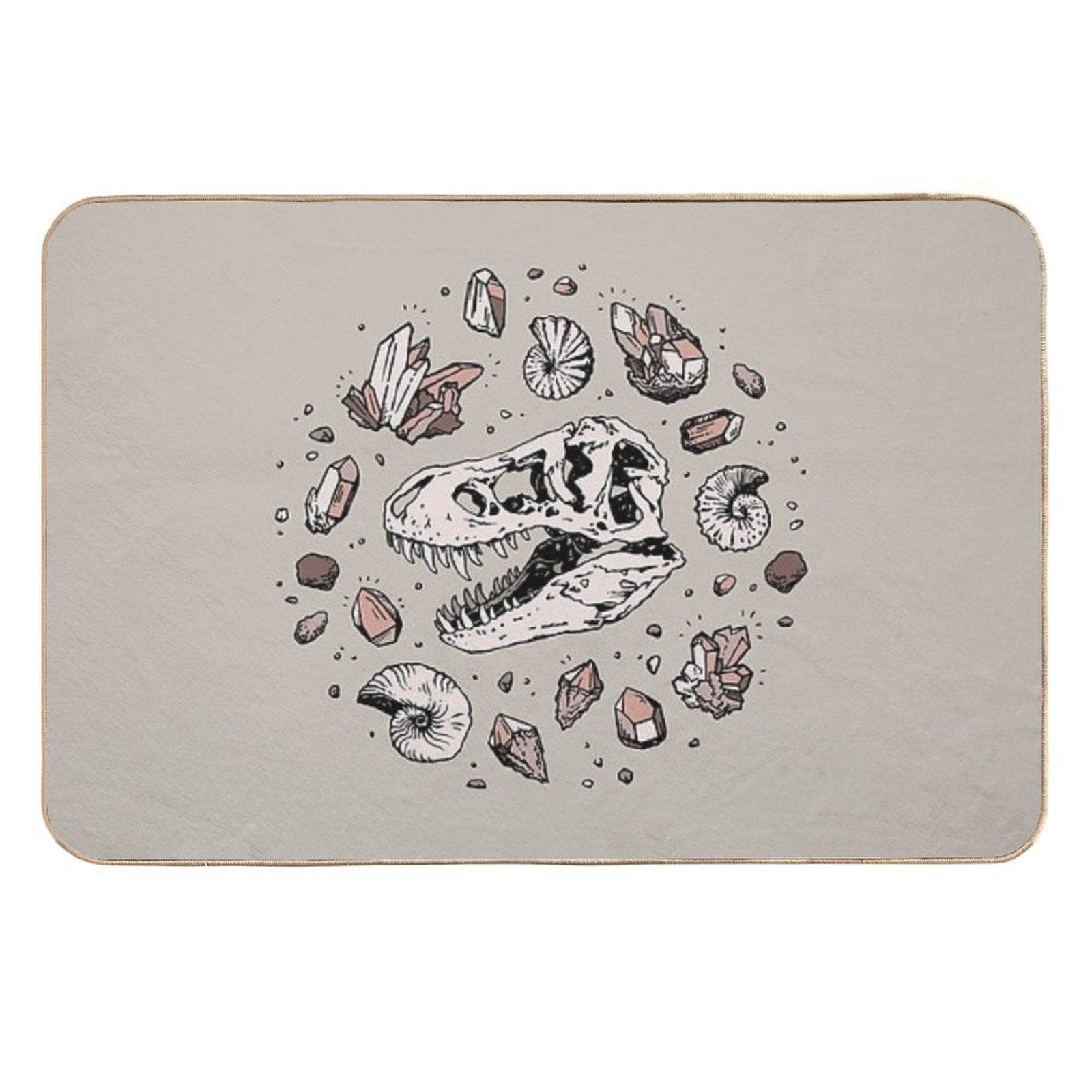 Geo-rex Vortex  Rose Quartz  Dinosaur Skull Fossil Art  Versatile Bath Mat