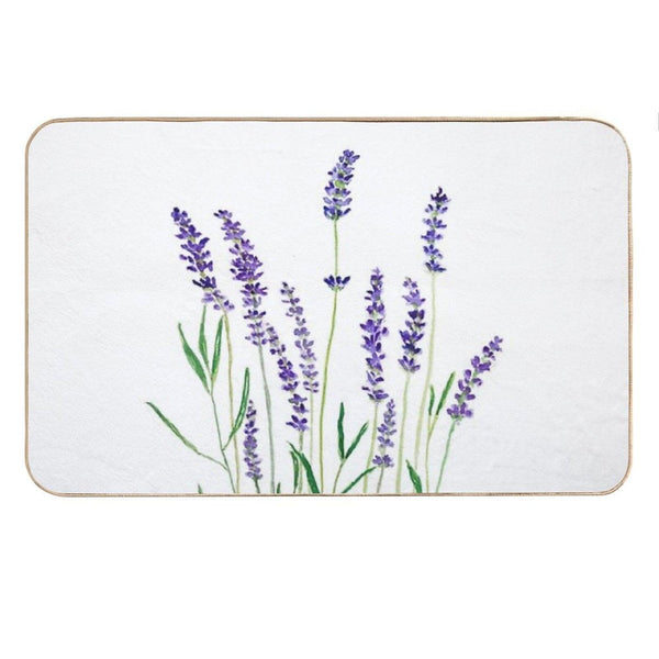 Hand Painted Purple Lavender Bath Mat