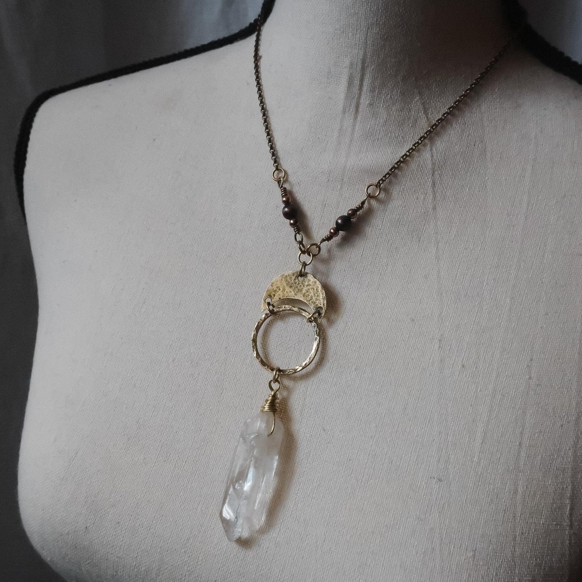 Brass Quartz Necklace — For Focus and Calm | By Blackbird & Sage