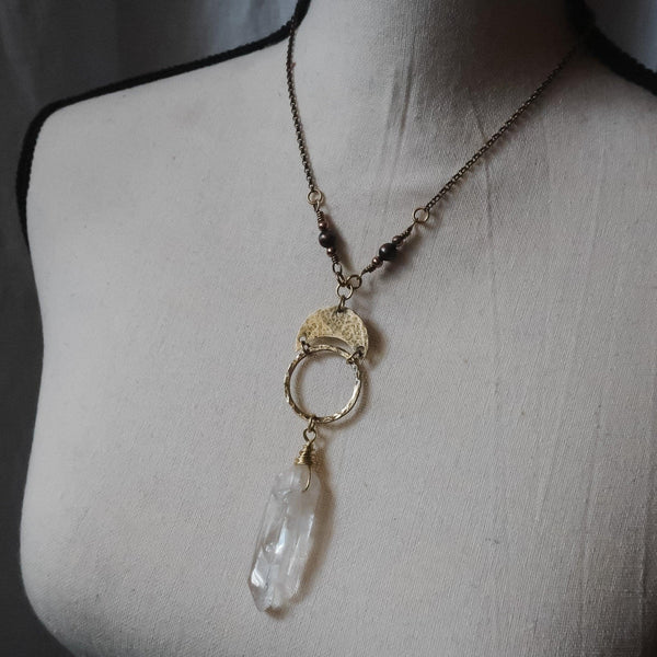 Brass Quartz Necklace — For Focus and Calm | By Blackbird & Sage