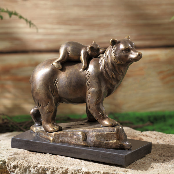 Naptime Bear Cub And Mom Sculpture Statue Wildlife Brass Marble