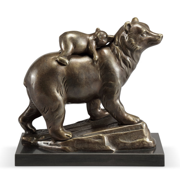 Naptime Bear Cub And Mom Sculpture Statue Wildlife Brass Marble