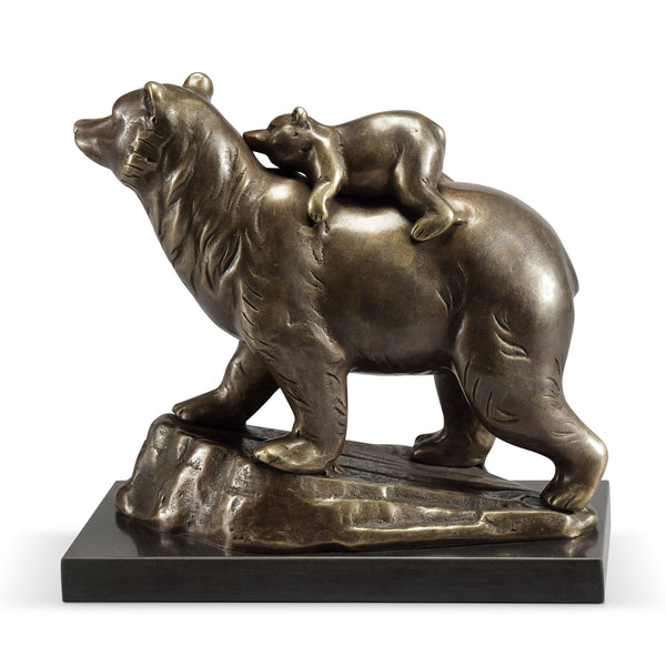 Naptime Bear Cub And Mom Sculpture Statue Wildlife Brass Marble