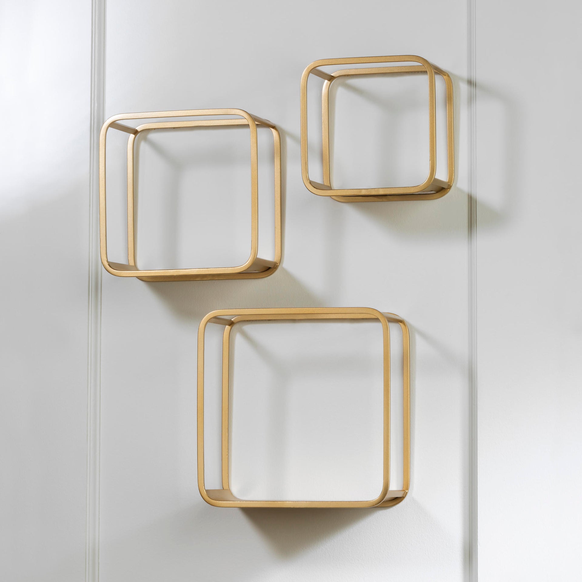 Square Cube Wall Shelves; Set of 3 - Metal