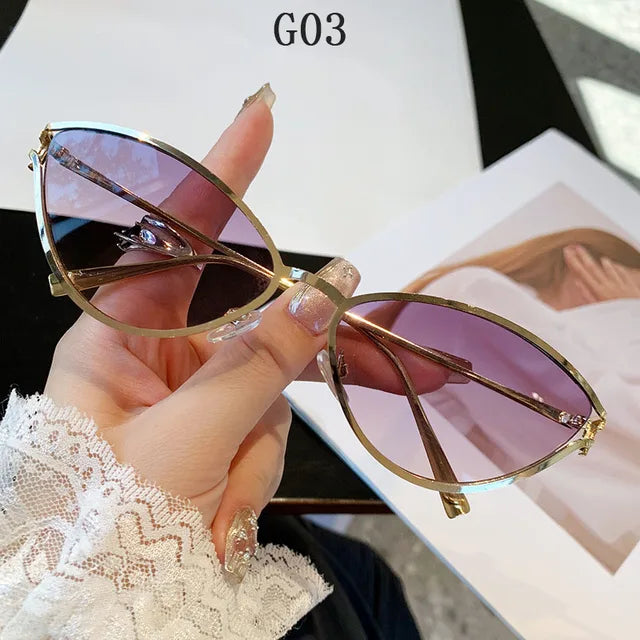 Cat Eye Sunglasses Women Trendy Vintage Vacation Designer Luxury Glasses Lentes De Sol Mujer Lunette Soleil Femme Vasos