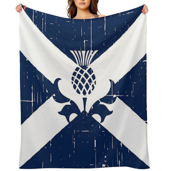 Saltire Scottish Flag And Scottish Thistle Comfort Throw Blanket