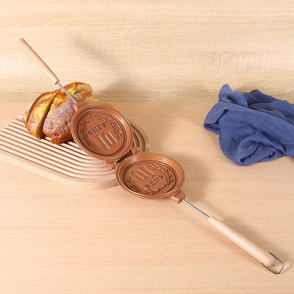 Aluminum Sanming Pan Round Double-sided Pattern Waffle Mold Home Breakfast Pancake Tool