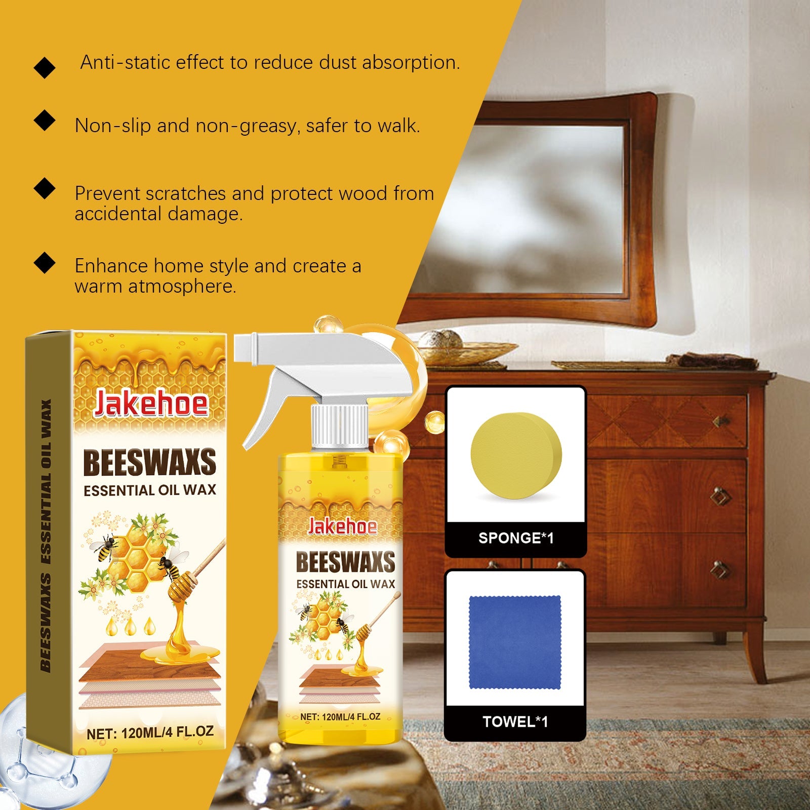 Wood Polishing Beeswax Spray Curing Furniture Polishing Color Protection Nourishing Anti-Cracking Wood Spray