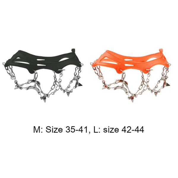1 Pair Outdoor Climbing Non-slip Ice Snow Grippers 13 Teeth Spike Cleats Crampons for Family Outdoor Camping Accessories