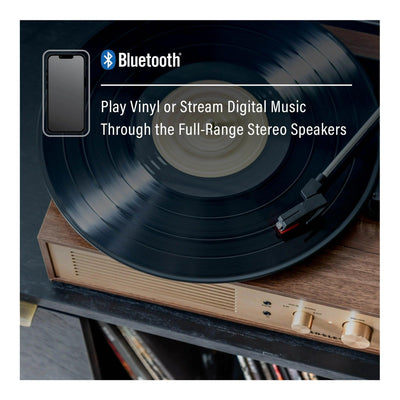 Miles Record Player with Speakers and Wireless Bluetooth - Audio Turntables - Walnut