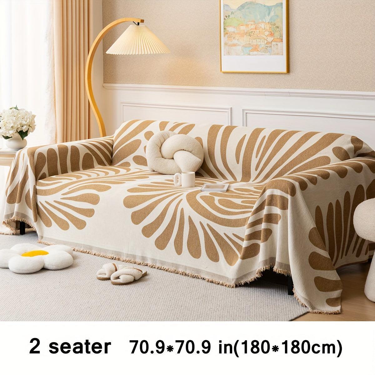Versatile Chenille Sofa Cover - Pet-Friendly, Orange Dog Couch Cover