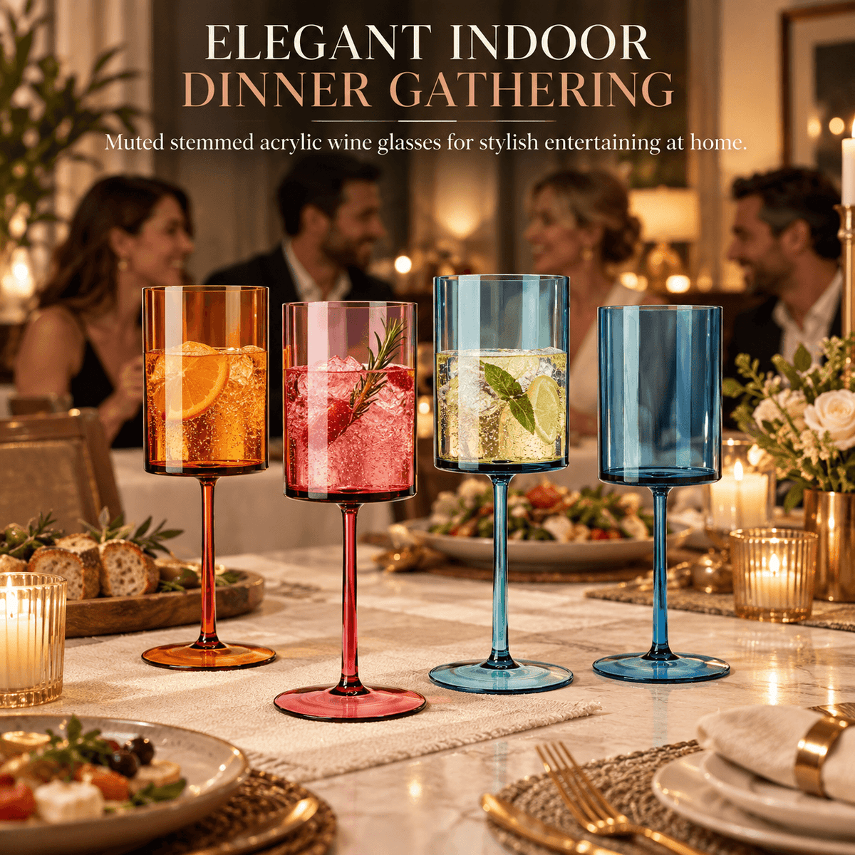 Eze Acrylic Stemmed Wine Glassware, Set of 4