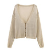 Style Women's Fashion Casual Versatile Long Sleeve Loose Single Breasted Knit Jacket
