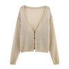 Style Women's Fashion Casual Versatile Long Sleeve Loose Single Breasted Knit Jacket