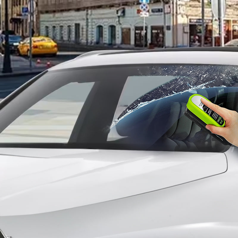 Car Glass Oil Film Remover with Sponge Cleaning Brush, Ideal for Front Inner Windshield Cleaning