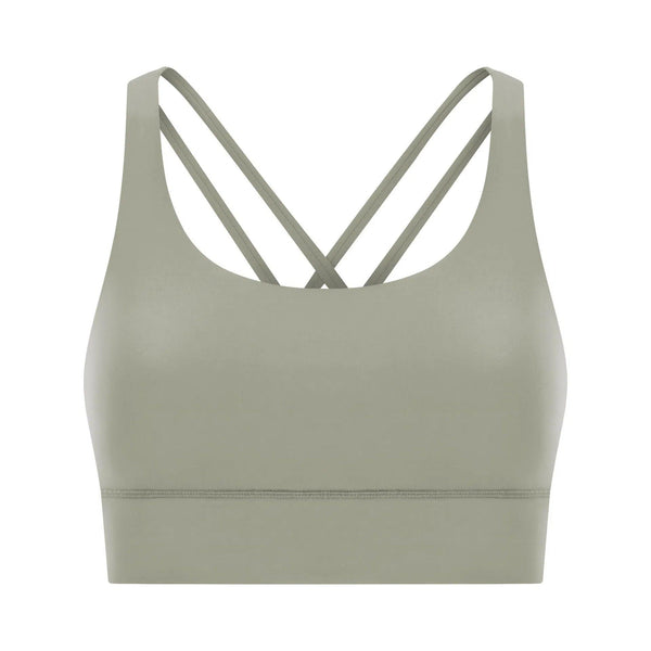 Cross back yoga bra brushed bare high-strength shock-absorbing gathering sports vest for women