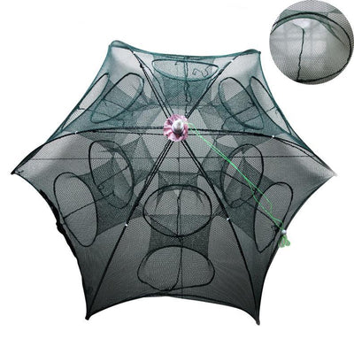 12 Holes Foldable Crab Fish Trap Cast Net Cast Folding Fishing Net