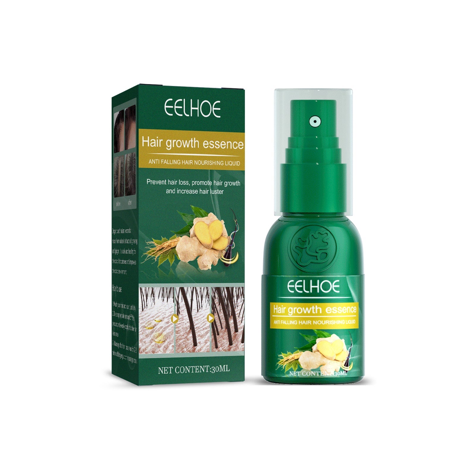 Ginger Hair Growth Spray, Nourishing And Nourishing Hair Root, Hair Care Solution To Prevent Scalp Loss