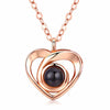 Silver Love Heart shaped Projection Pendant Necklace in 100 Languages, I Love You Projection Pendant Clavicle Chain