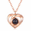 Silver Love Heart shaped Projection Pendant Necklace in 100 Languages, I Love You Projection Pendant Clavicle Chain