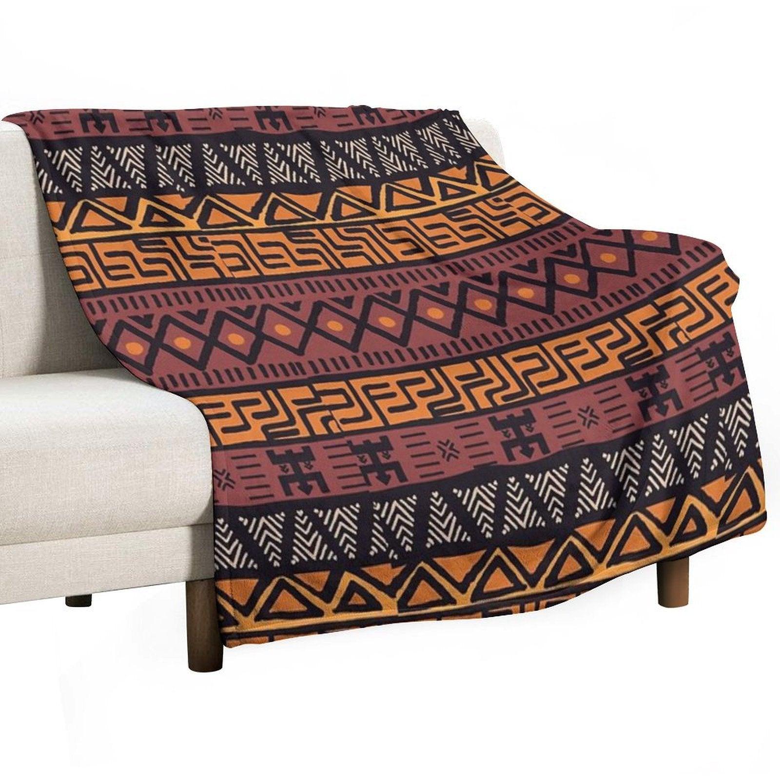 African Tribal Mudcloth Pattern Throw Blanket