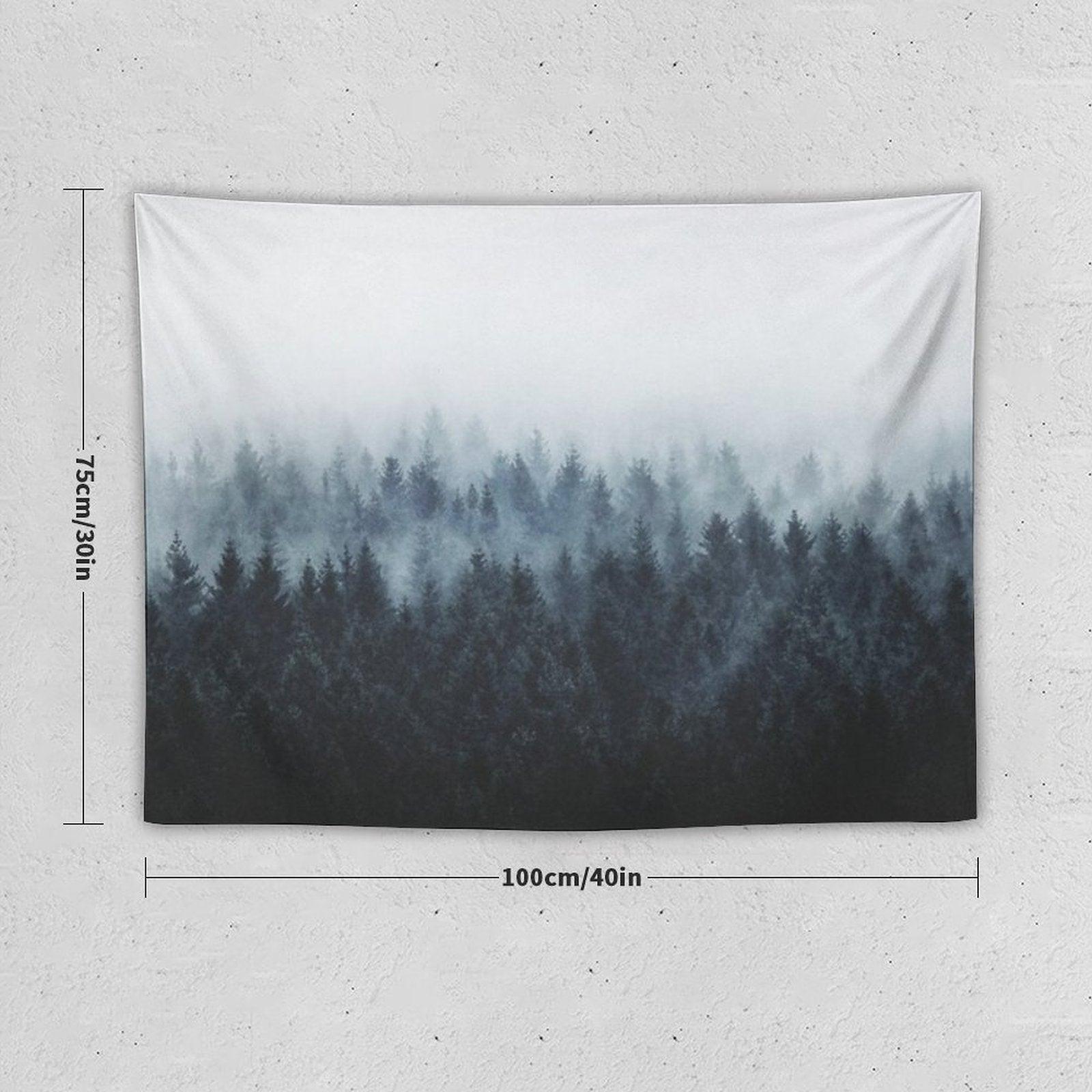 High And Low  Dark Romantasy Moody Wilderness Dream Forest With Cascadia Trees Covered In Fog Tapestry