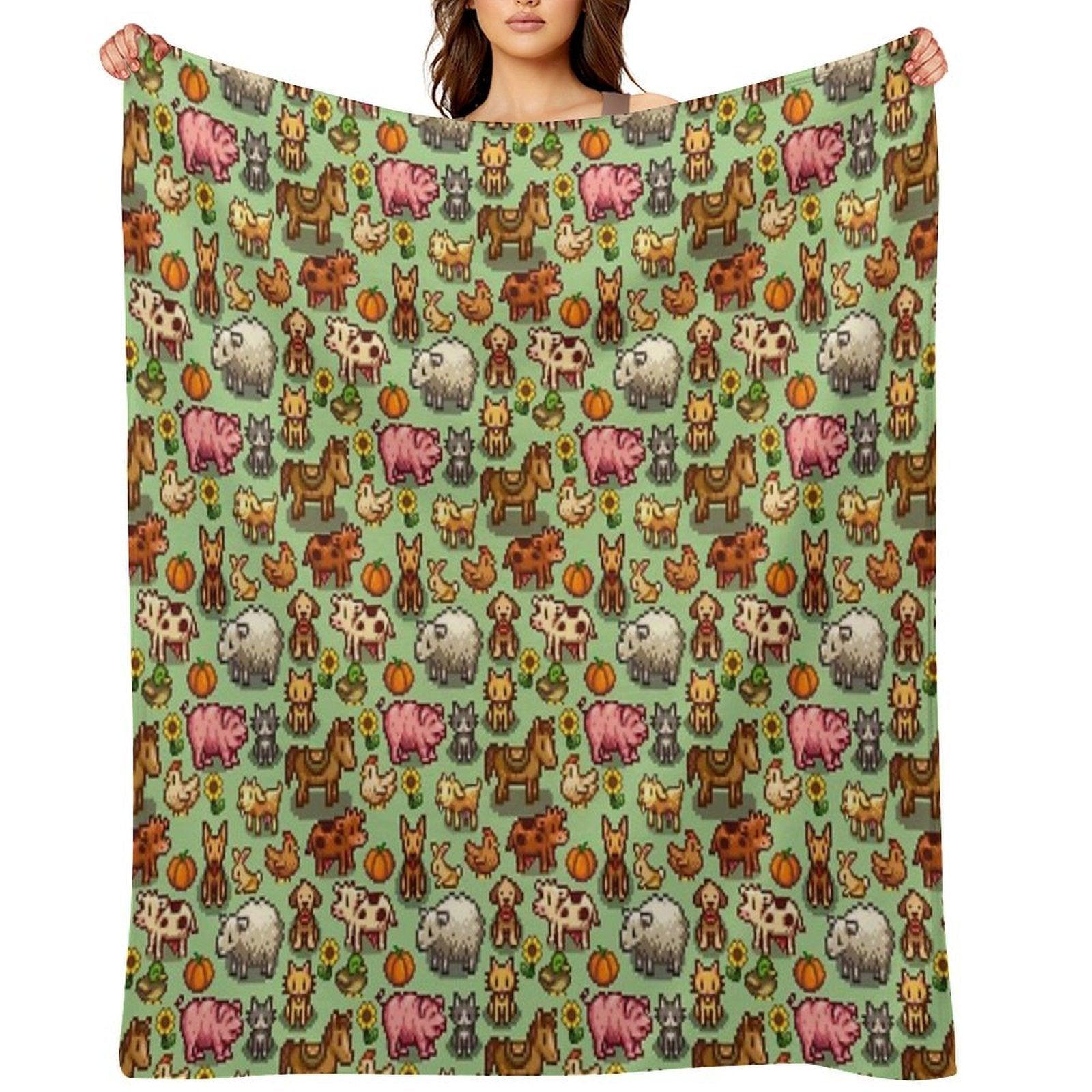 Stardew Valley Farm Animals Throw Blanket