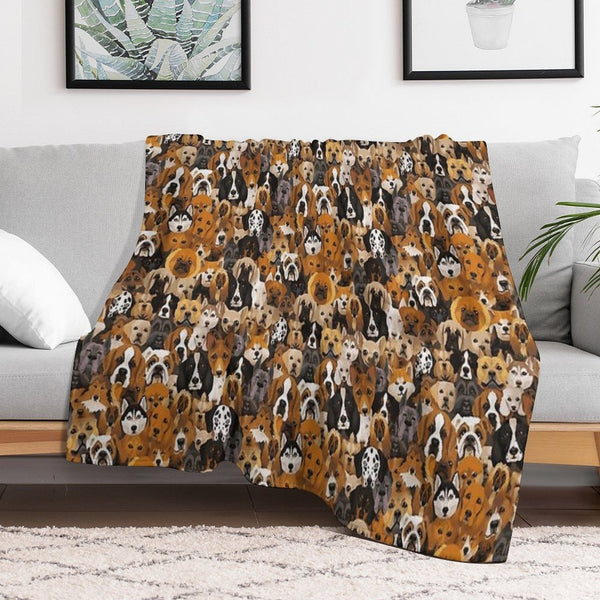 Watercolor Dog Pattern Shrink-resistant Throw Blanket