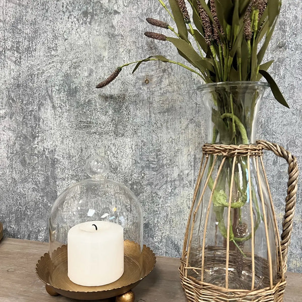 Cloche Candle Holder with Metal Plate