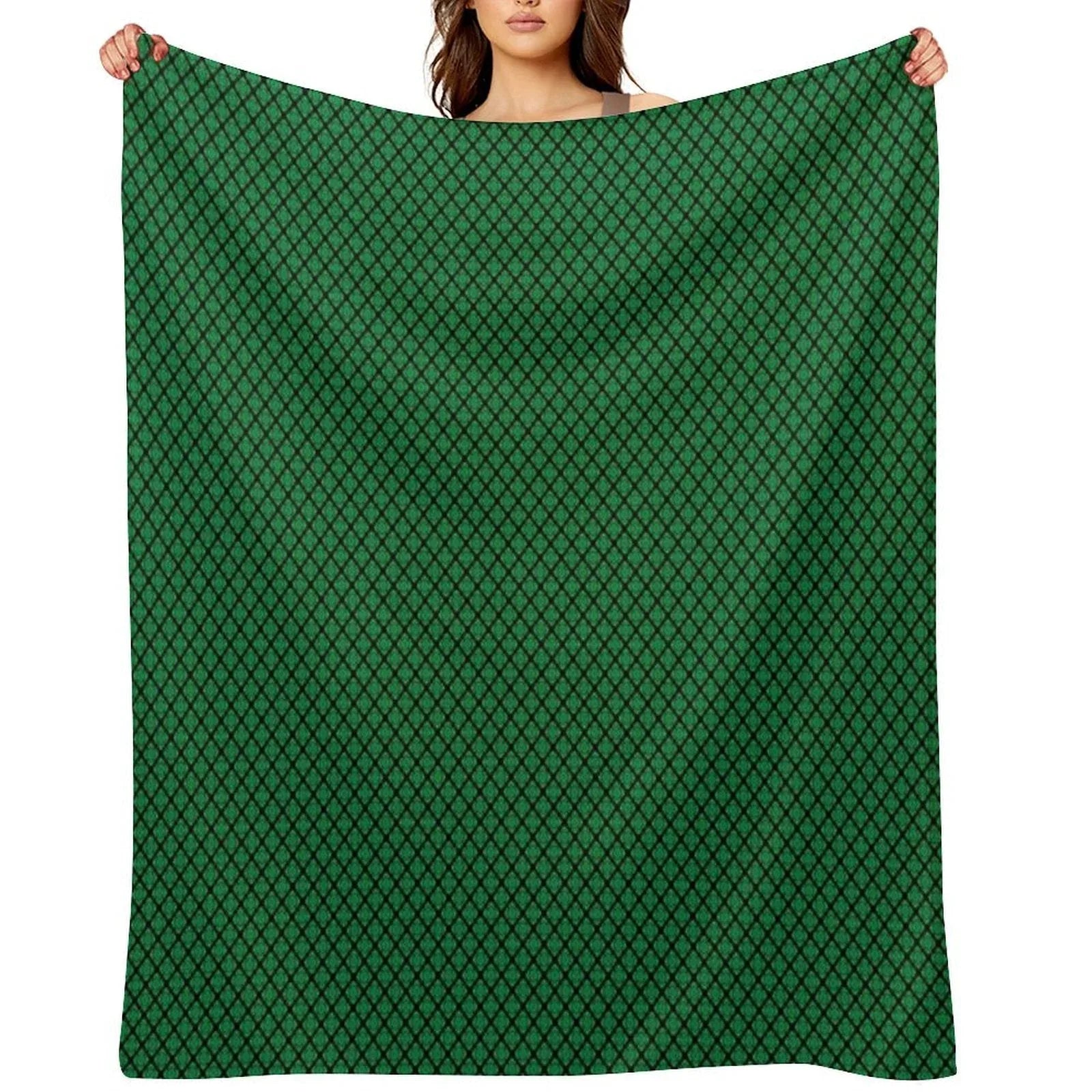 Green And Black Medallions Throw Blanket